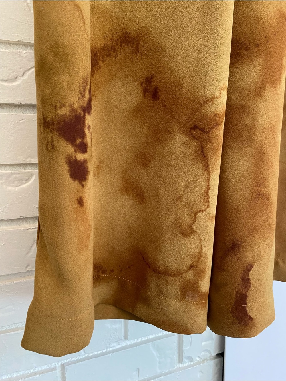 OAK + FORT Wide-Leg Tie-Dye Culotte Pants in Mustard Brown Sz Large Goblincore - Picture 4 of 14